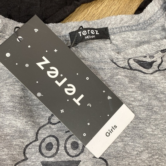 2 Terez girls Black and Gray Long Sleeve Tops size medium - Picture 3 of 6